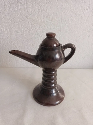 Keramikflasche mit Deckel, Kanne, Vase braun 20cm hoch Keramik