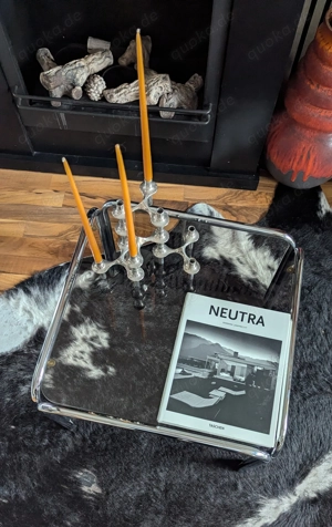 Vintage Beistelltisch Chrom Rauchglas   Space Age 70er Jahre