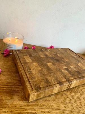 Premium Schneidebrett aus Massivholz   Eiche, Nussbaum