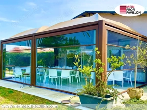 Pavillon 6x6 Überdachung Gazebo Pagodenzelt Festzelt Pvc Dach Restaurant Café Universität Zelt neu Bild 2