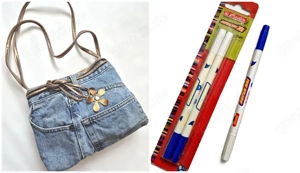 Mädchen Handtasche Tasche Jeans + Tintenstifte mit Tintenlöscher