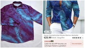 Stylisches Hemd Gr. L 50, in einzigartigem Marmor-Design