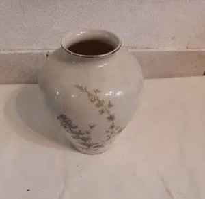 Vintage Vase handgemalt Goldrand 17cm hoch 45cm Umfang Porzellan
