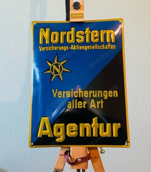 Antikes Emailschild  Nordstern Versicherungen    1930er