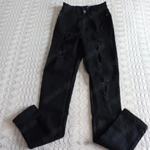 Damen - Jeans, Hose, Fashion Nova, Skinny, Röhrenjeans, Gr. 7 8, schwarz