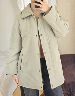 Vintage Jacke 40 L Oversize Beige Retro 90s 90er Mantel Weste Strickjacke Übergangsjacke Pullover 