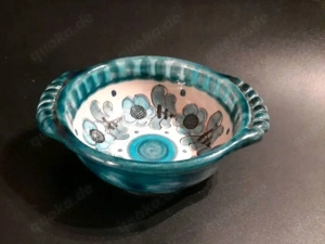 Deko Schale Obstschale Obstkorb Dessert Keramik blau gemustert