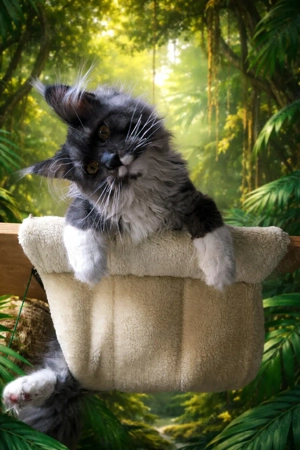 Maine Coon Deckkater black smoke white 