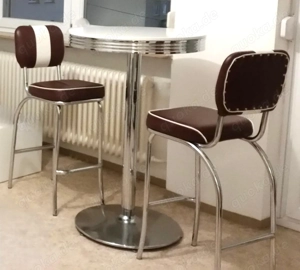 Retro Diner Set - Tisch+Barhocker dunkelrot