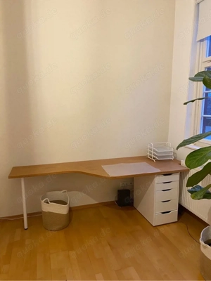 Schreibtisch mit Massivholzplatte und Rollcontainer Bild 4