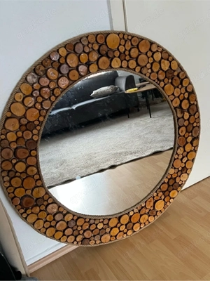 Wandspiegel Echtholz, Handarbeit Baum Ringe