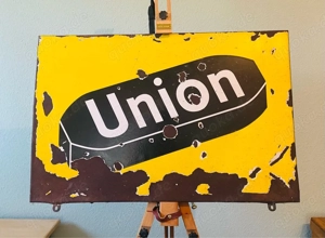Großes antikes Emailschild  Union Briketts    1930er