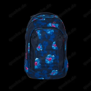 Satch Schulrucksack Waiiki Blue mit Blumenmuster 