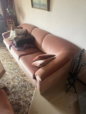 Altrosa Vintage Couch mit Sesseln
