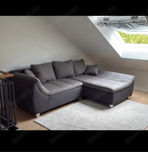 Ecksofa L-Form Grau mit Ottomane