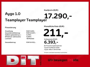 Toyota Aygo 1.0 Teamplayer Klima Kamera Sitzhzg Tempomat Bild 3