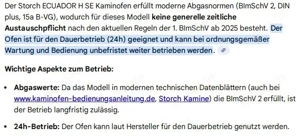 Kaminofen ECUADOR H SE mit Aussenschornstein inkl. Glaseckschutz Bild 5