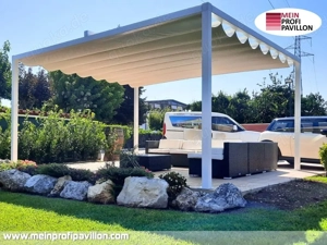 Pergola Schiebedach Pavillon 5x5 Terrassenüberdachung Überdachung Zelt Sonnenschutz Garten Patio Pvc