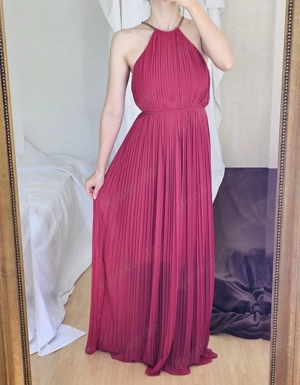Plissee Kleid Dunkelrot S Dress Sommerkleid Neckholderkleid Partykleid Hochzeit Abendkleid Maxikleid