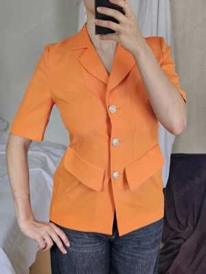 Vintage Retro Orsay Sommer Blazer Orange Jacke Kittel Strickjacke Cardigan Hoodie Pullover Pulli Top