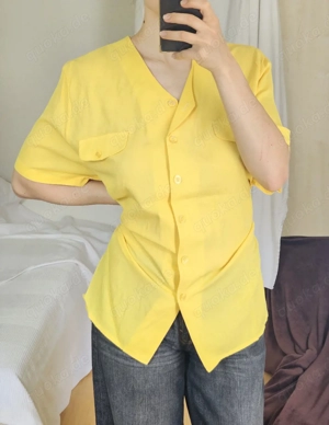 Miss Astor 46 Bluse Hemd Gelb Oberteil Top T-Shirt Shirt Pullover Pullover Sweater Retro Vintage 90s