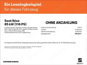 SEAT Ibiza Xcellence 1.0 TSI DSG LED Carplay Parkhilfe Keyles Bild 2