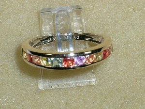 NEU: Ring Gr. 19-60 o. 20-63 925 Silber verg. Multicolor Saphire