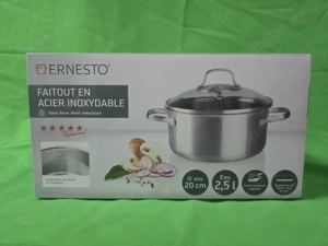 Edelstahl-Kochtopf mit Glasdeckel - 2,5 Liter - für alle Herdarten 