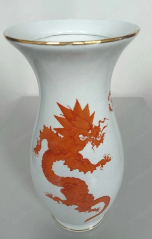 K.S. Dresdner Handmalerei - Porzellanvase 29 cm - Roter Drache