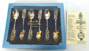 Hildesheimer Rose, 6 Kaffeelöffel, 100 g Silberauflage, Antiko PF