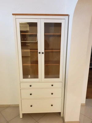 Ikea Hemnes Vitrine mit 3 Schubladen weiß 