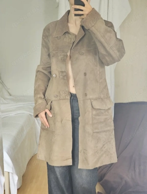 Kunstfellmantel Mantel Vintage Retro Oversize L Beige Braun Jacke Strickjacke Cardigan Pullover Top