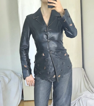 Vintage Lederjacke Retro Ledermantel y2k XS Rivo Dorian Forte Echtleder Jacke Mantel Strickjacke Top