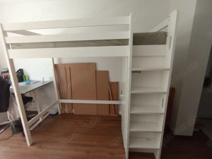 Hochbett   Etagen-Einzelbett, mit Kleiderschrank und 6 Regalen