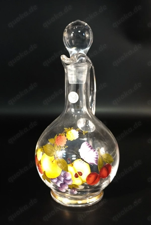 Heiner Düsterhaus Glaskaraffe Dekanter Handbemalt Obst Goldrand