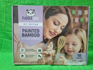 PandaLike DIY Edition- Bemalte Bambus Küchenutensilien-18-teiliges Set-Nachhaltig & Kinderfreundlich