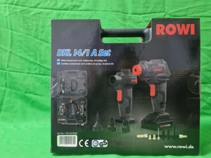 Rowi DKL 14 1 A Set - Akku-Kompressor & Akku Luftpumpe 14-teilig 