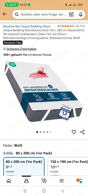 3x Matratzenschoner 80x200