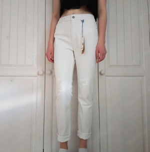 Esprit Jeans Boyfriend Hose Ripped Zerissen Pants Trousers Leggins Leggings Weiß Oversize Chinohose