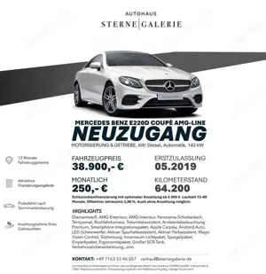 Mercedes-Benz E 220 D/AMG-LINE/AMBIENT/RÜCKFAHRK/PANO LED Bi
