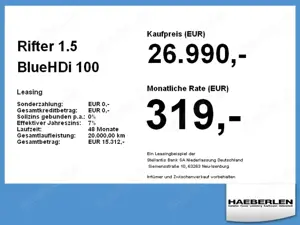 Peugeot Rifter 1.5 BlueHDi 100 L1 Allure N1 LED+PDC Bild 4