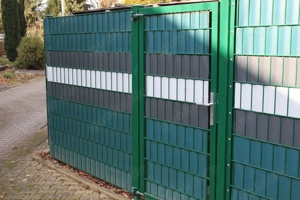 Doppelstabmattenzaun mit Sichtschutzstreifen | Sichtschutzzaun | Stabmattenzaun 2D mit Sichtschutz Bild 3