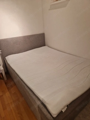 Boxspringbett 140x200, grau, inkl. Topper