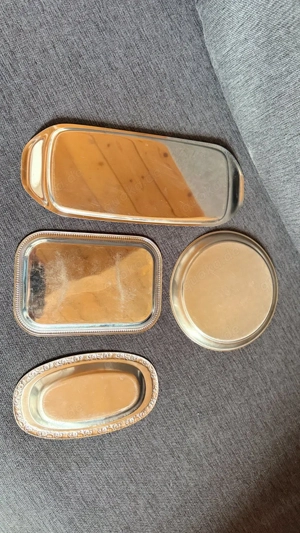 5x Vintage Tabletts Silber-Optik | Konvolut | Deko & Servieren