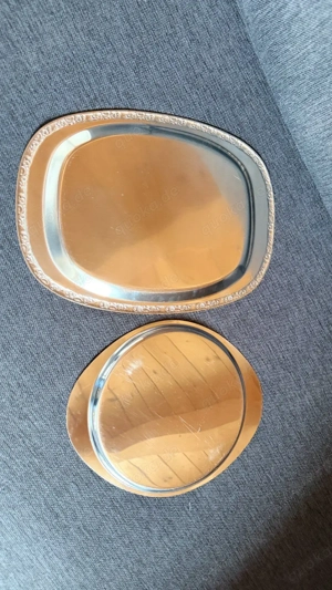 3x Vintage Tabletts Silber-Optik | Konvolut | Deko & Servieren