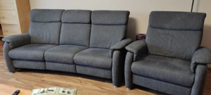 Sofa Garnitur Stoff Antrazit mit Movefunktion 3,2,1 