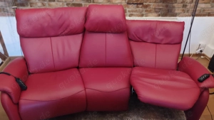 Luxuriöses himolla Trapezsofa aus rotem Dickleder