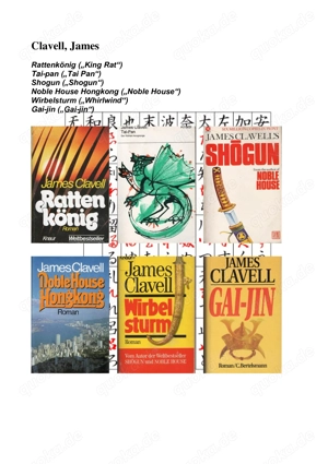 Sammlung 6 Bände (Konvolut) Clavell, James (u.a.Shogun)