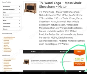 TV Wand der Marke Wolfmöbel  Massivholz, Verkauf aufgrund von Platzmangel