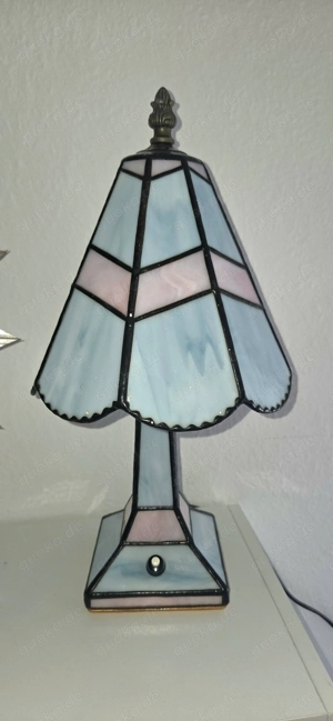 Alte Tiffany Lampe blau weiss 32 cm 